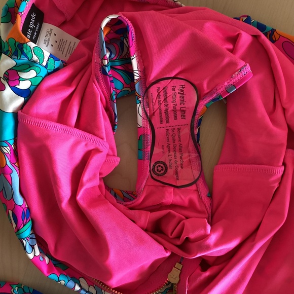 Kate Spade NY Long Sleeve Swimsuit Board Suit Rash Guard Back Zip Radiant Pink - Picture 12 of 15